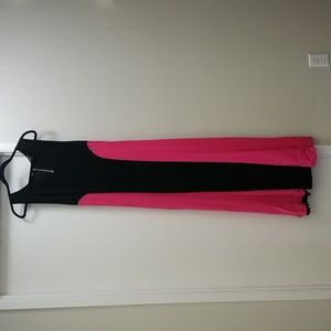 Red Coral,  long, two tone sleeveless  dress, XL